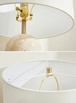 Classic travertine base table lamp