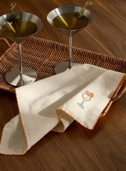 Cocktails embroidered napkin