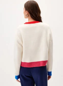 Colour-accent thick cardigan