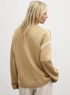 Contrasting overcast pure cotton sweater