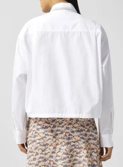Contrasting seams blousing shirt