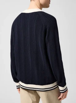 Contrasting trim knit cardigan