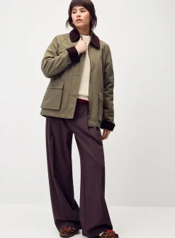 Corduroy accents twill blazer