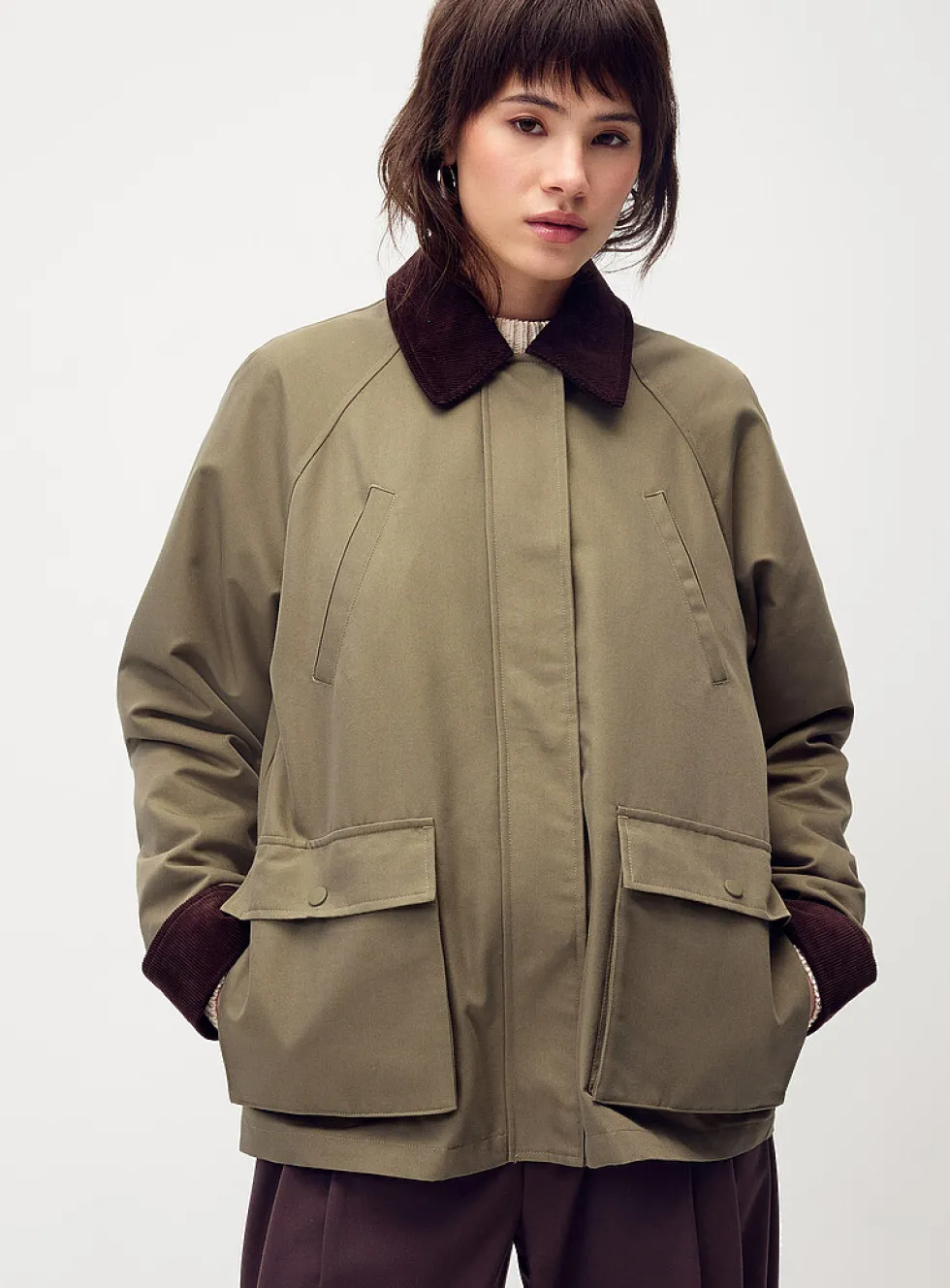 Corduroy accents twill blazer