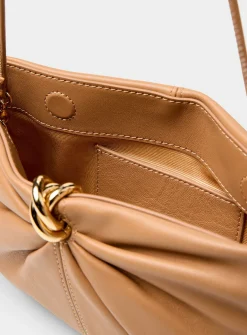 Corrine triple-ring pleated suede clutch