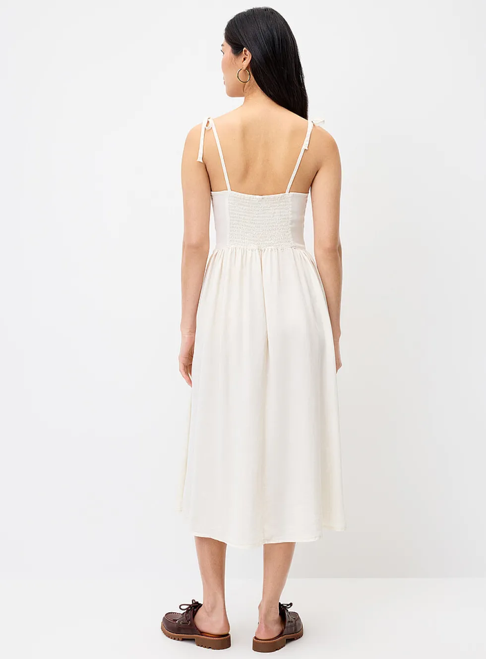 Corset faux-denim maxi dress