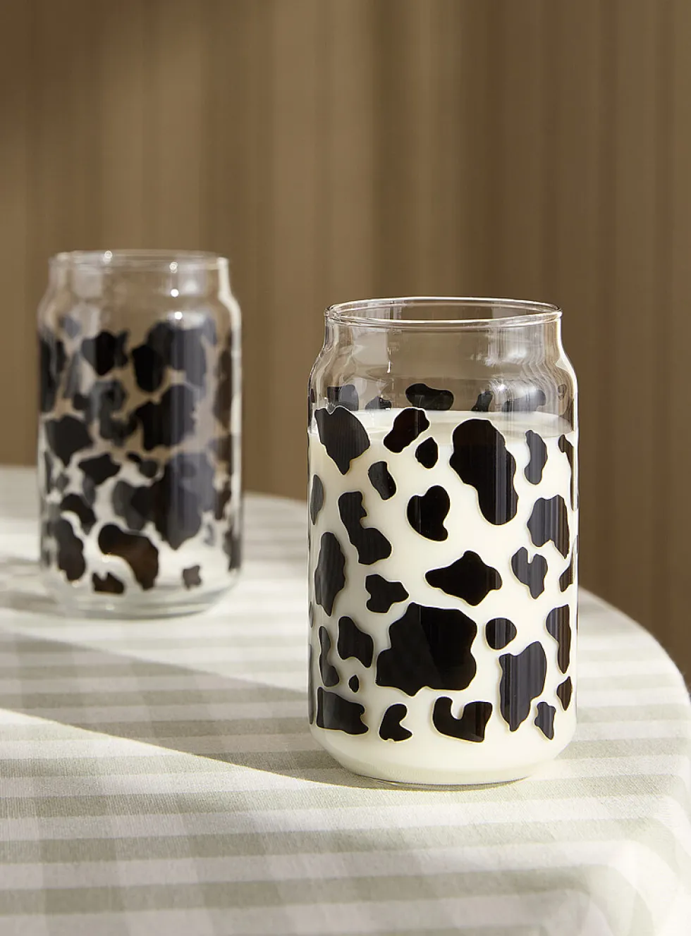 Cow print iced coffee glasses