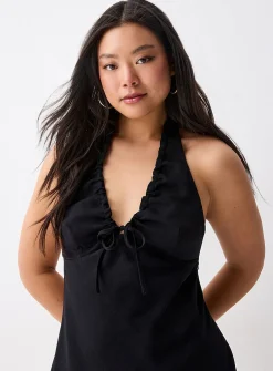 Crepe halter midi dress