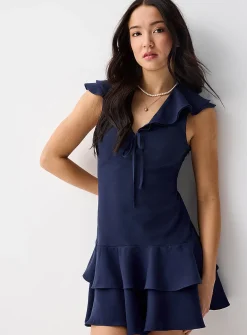 Crepe ruffle dress