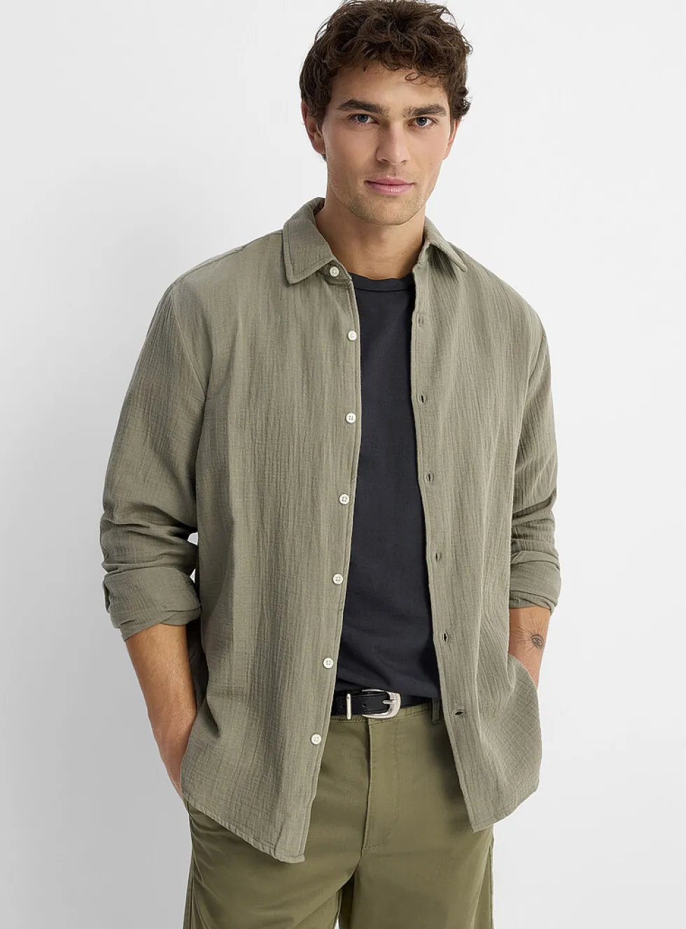Crinkled cotton shirt
