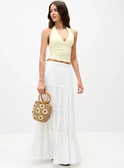 Crinkled ruffled-tier skirt