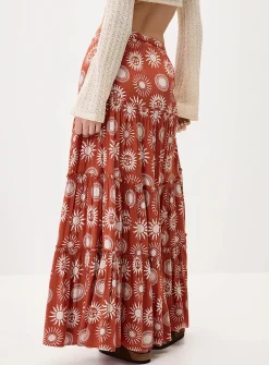 Crinkled ruffled-tier skirt