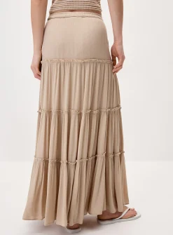Crinkled ruffled-tier skirt