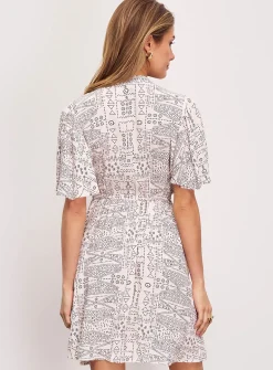 Crinkled texture flared minidress