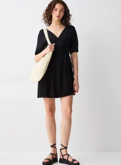 Crinkled wrap-style minidress