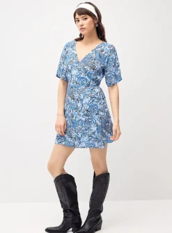 Crinkled wrap-style minidress