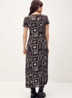 Crinkled-finish maxi dress