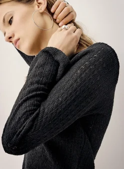 Crocheted boat-neck T-shirt