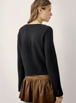 Crocheted boat-neck T-shirt