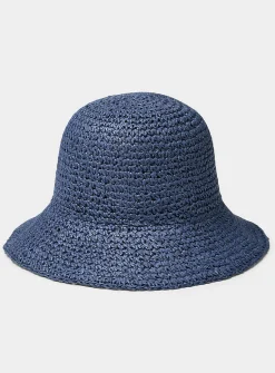 Crocheted paper straw cloche hat