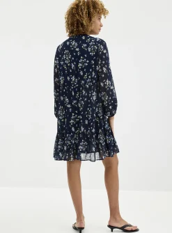 Crocheted trims floral chiffon dress
