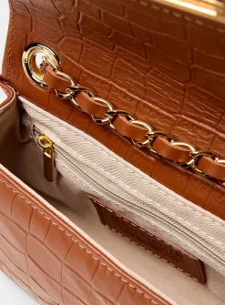 Croc-like leather evening bag