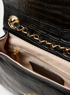 Croc-like leather evening bag