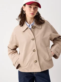Cropped boxy-fit trench coat