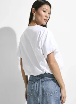 Cropped pure organic cotton bubble-hem T-shirt