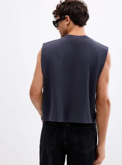 Cropped ribbed muscle tee