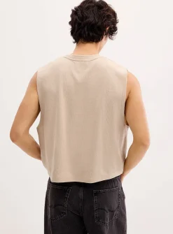 Cropped ribbed muscle tee
