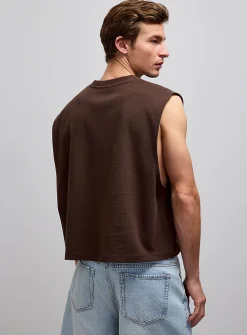 Cropped ribbed muscle tee