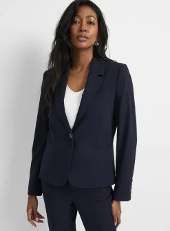 Cropped single-button stretch blazer