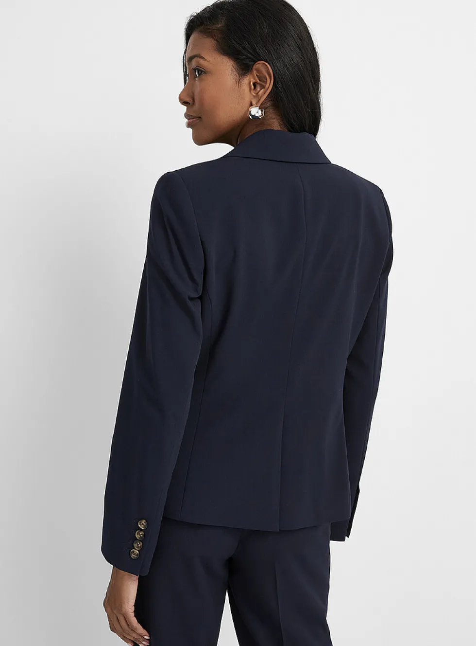 Cropped single-button stretch blazer