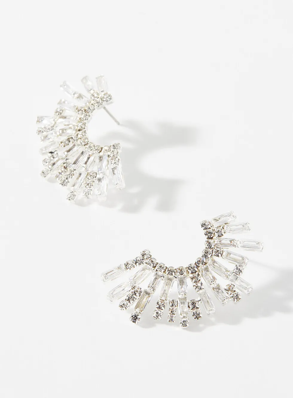 Crystal and stone lobe-contour earrings