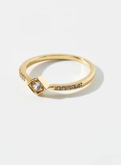 Crystal diamond ring