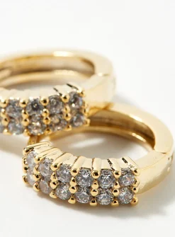 Crystal double-row hoops
