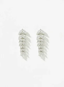 Crystal leaf pendant earrings