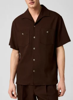 Cuban collar shirt with pockets