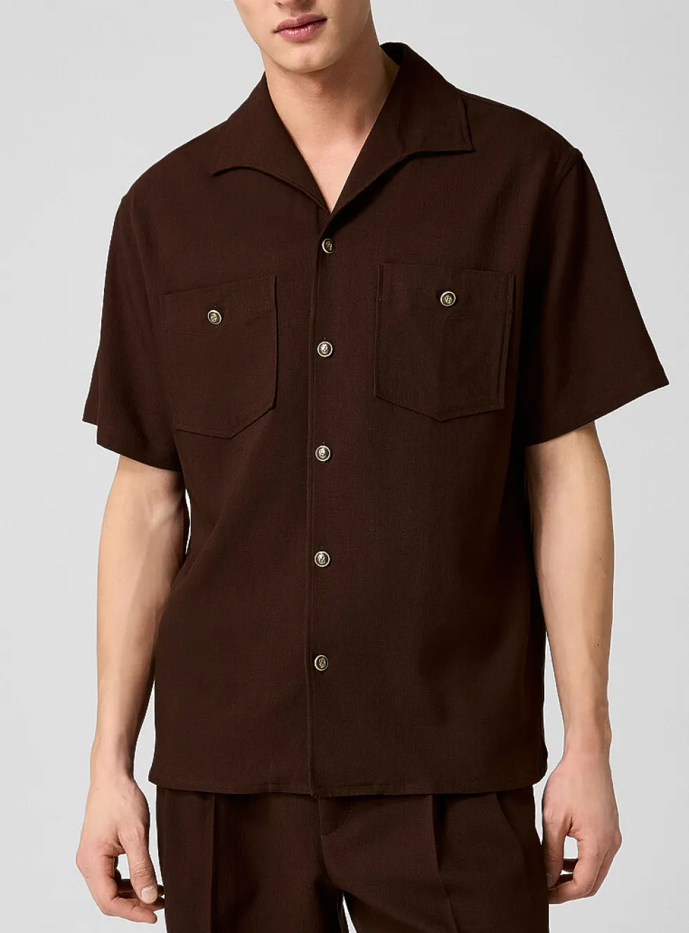 Cuban collar shirt with pockets