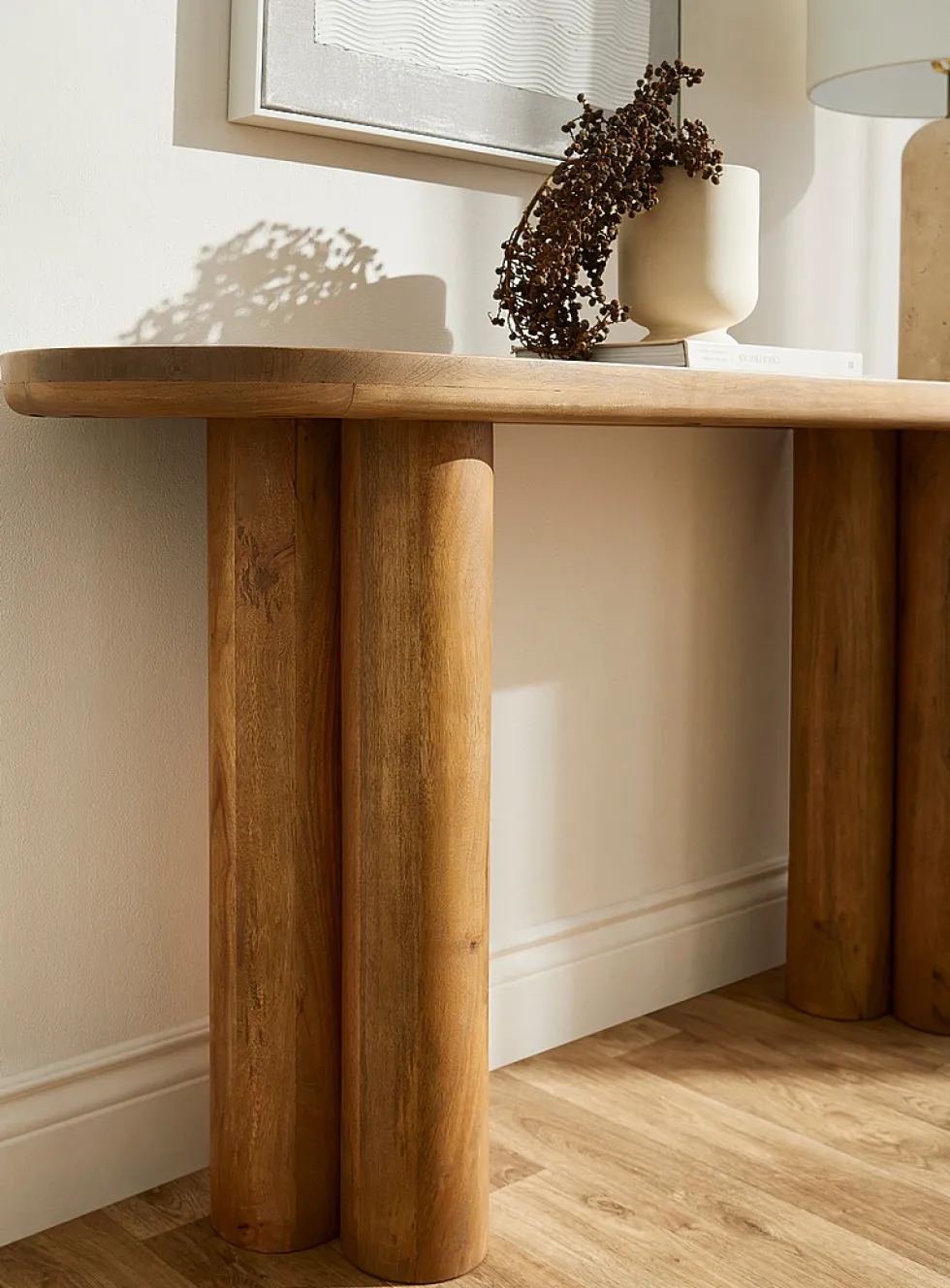 Cylindrical base retro-modern console table