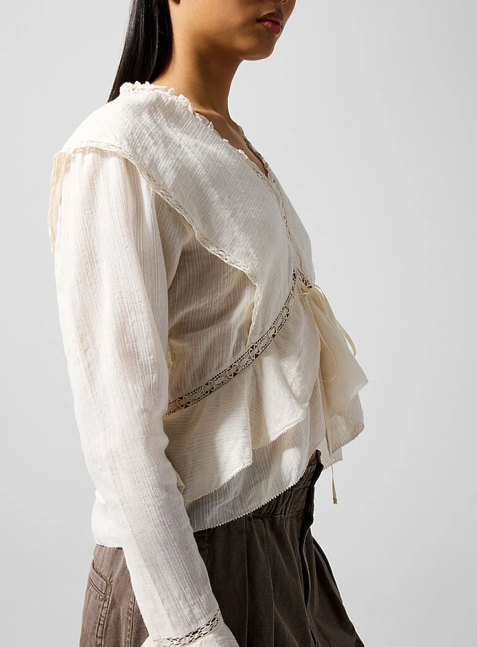 Damienne cotton-linen blend top