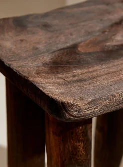 Dark paulownia wood decorative stool