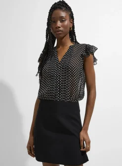Delicate pleating sheer chiffon blouse