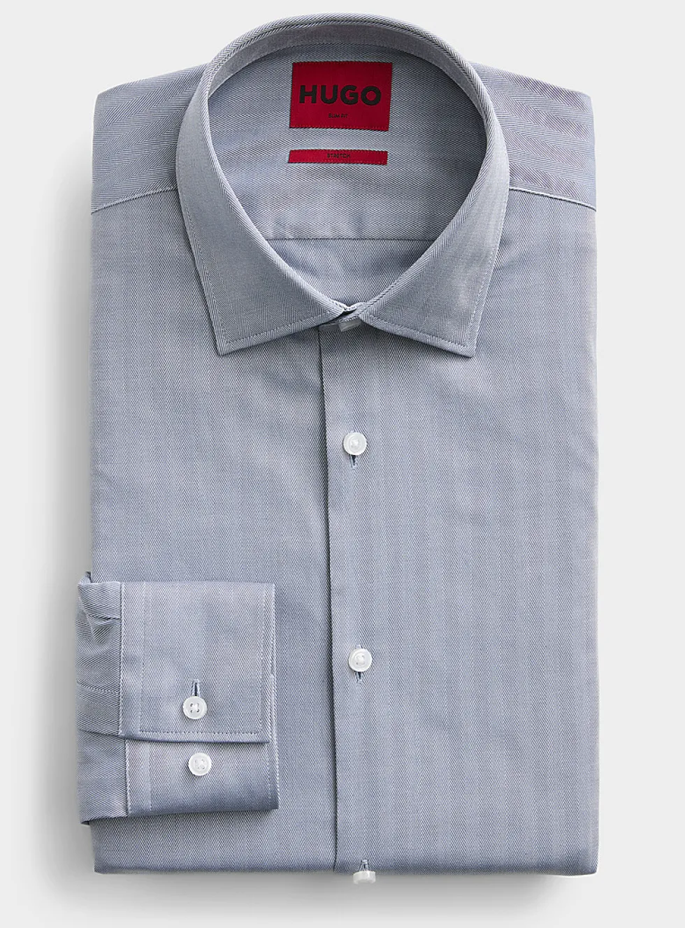 Denim blue herringbone shirt