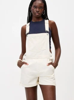 Denim overall shorts