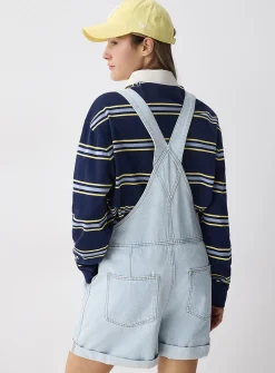 Denim overall shorts
