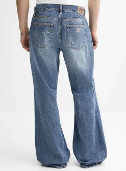 Diagonal seam faded-blue jean