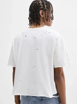 Distressed cropped T-shirt