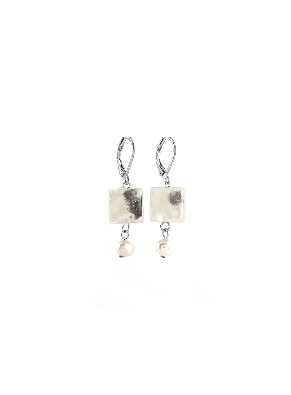 Dorado pearls and iridescent glass earrings